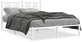 vidaXL Estrutura de cama com cabeceira 140x200 cm metal branco