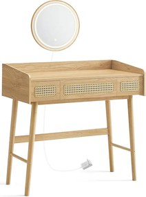 Penteadeira com espelho iluminado e 3 gavetas em estilo boêmio. | SONGMICS HOME | 90 x 43 x 82 cm | RVT007Y01.