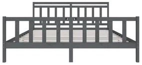Estrutura de cama 200x200 cm madeira maciça cinzento