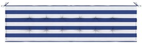 Almofada exterior listras azuis &amp; brancas 180x50x4 cm tecido Oxford