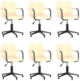 vidaXL Cadeiras de jantar giratórias 6 pcs veludo cor creme
