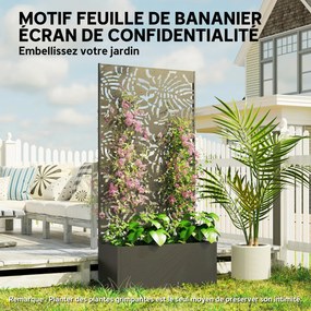 Floreira com treliça 90 x 35 x 180 cm, floreira com proteção contra olhares curiosos, para plantas trepadeiras, metal, preta