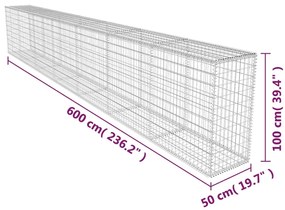 Muro gabião com tampa aço galvanizado 600x50x100 cm
