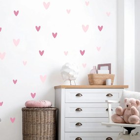 Autocolantes de parede para menina - Corações cor-de-rosa