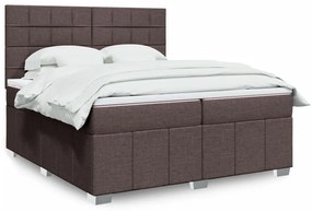 Cama com molas/colchão 200x200 cm tecido castanho-escuro