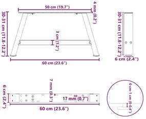 Pés para mesa de centro em formato A, 2 peças, branco, 60x (30-31) cm,