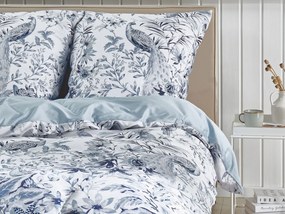 Conjunto de capa de edredão em algodão acetinado azul e branco 135 x 200 cm BALLARD Beliani