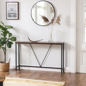 Mesa consola de 120 x 23 x 74 cm Castanho vintage + Preto