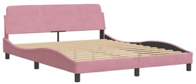 Estrutura cama c/ cabeceira sem colchão 160x200 cm veludo rosa