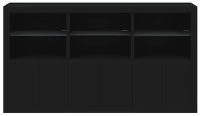 Aparador com luzes LED 181,5x37x100 cm preto