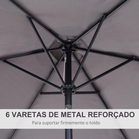 Guarda-Sol de Jardim Ø270x235cm Reclinável com Manivela e 6 Hastes - C