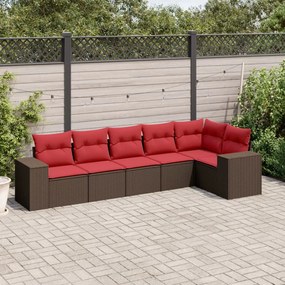 vidaXL 6 pcs conjunto de sofás jardim c/ almofadões vime PE castanho