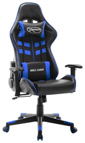 vidaXL Cadeira de gaming couro artificial preto e azul