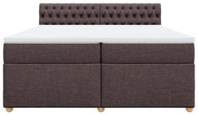 Cama com molas/colchão 200x200 cm tecido castanho-escuro