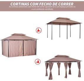 Pérgola de Jardim 3x4 m Pérgola de Exterior com Paredes Laterais Teto