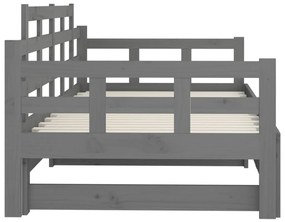 Sofá-cama de puxar pinho maciço cinza 2x(90x200) cm