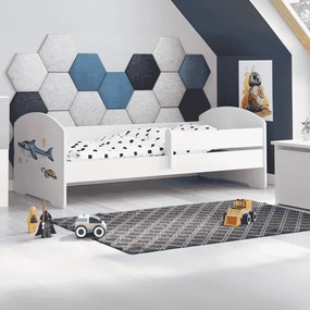Cama infantil Luk tubarão 140x70 branca - colchão e estrado incluído