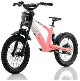 Bicicleta elétrica infantil 500W Roan RXF Evo Racing 18" Rosa e Branco