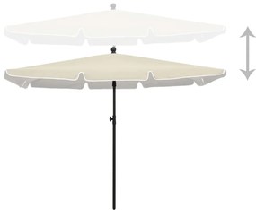 Guarda-sol de jardim com mastro 210x140 cm cor areia