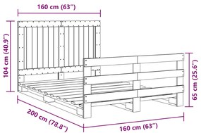 Estrutura de cama com cabeceira 160x200 cm pinho maciço