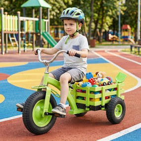 Triciclo Infantil Evolutivo, 117 x 55 x 68 cm, Assento e Guiador Ajustáveis, Verde