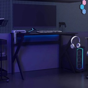 Secretária de gaming c/ pernas em forma de K 110x60x75 cm preto