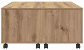 Mesa de centro com roda carvalho artisiano 75 x 75 x 38 cm