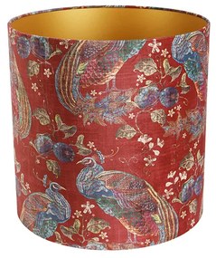 Abajur de veludo vermelho com design de pavão 40/40/40 interior dourado Clássico / Antigo
