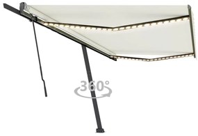 Toldo retrátil manual com LED 500x300 cm cor creme