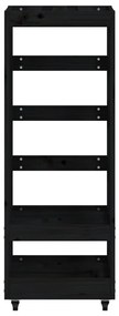 Suporte de lenha c/ rodas 40x49x110 cm pinho maciço preto