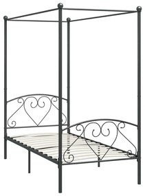 Estrutura de cama com dossel 90x200 cm metal cinzento