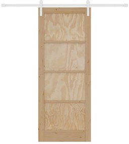 Porta Deslizante vidaXL com Conjunto de Ferragens 83x211 cm Madeira Só