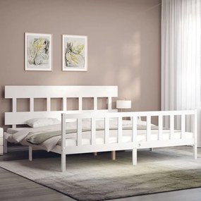 Cama sem colchão 200x200 cm madeira de pinho maciça branco