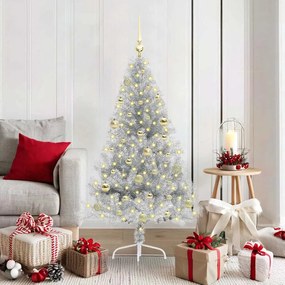 vidaXL Árvore de Natal Artificial Pré-iluminada Prateado 150 cm PET
