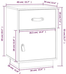 Mesas de cabeceira 2 pcs 40x34x55 cm pinho maciço branco
