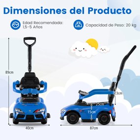 Carro andarilho para bebés, brinquedo andador 3 em 1 com sons e música, com corrimão, alça de empurrar e pedal, capacidade de carga de 20 kg, para ida