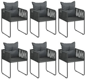 7 pcs conjunto de jantar para jardim vime de PVC preto