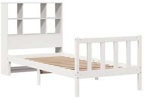 Cama com estante sem colchão 90x200 cm pinho maciço branco