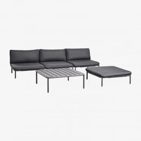 Sofá Modular De Jardim De 3 Peças, Puff E Mesa De Centro Roubly Cinza Grafito - Sklum