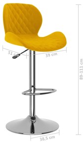 Bancos de bar 2 pcs veludo amarelo mostarda