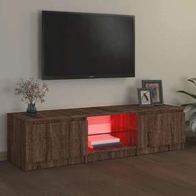 Móvel de TV com luzes LED 140x40x36 cm carvalho castanho