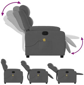 Poltrona de massagens reclinável tecido cinzento-escuro