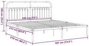 Estrutura de cama com cabeceira 183x213 cm metal branco
