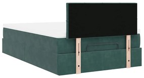 Estrutura de cama otomana com colchão verde escuro veludo