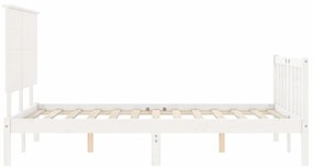 Cama sem colchão 200x200 cm madeira de pinho maciça branco