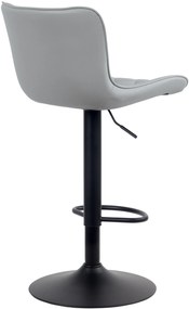 Banco de bar Emma em couro sintético e com estrutura preta 48 x 83-107 x 54 cm Cinzento
