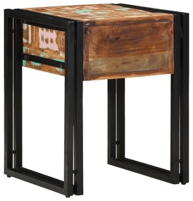 Mesa de Apoio vidaXL com Gaveta Preta 40x40x50 cm em Madeira Recuperad