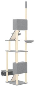 Árvore gatos altura ajustável chão-teto 277-303 cm cinza-claro
