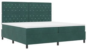 Cama Box Spring vidaXL com Colchão e LED Verde Escuro 200x200 cm Velud