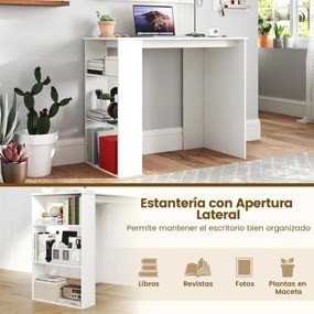 Secretária de estudo para computador90 x 45 x 75 cm  com estante integrada para escritório em casa e espaços pequenos Branco